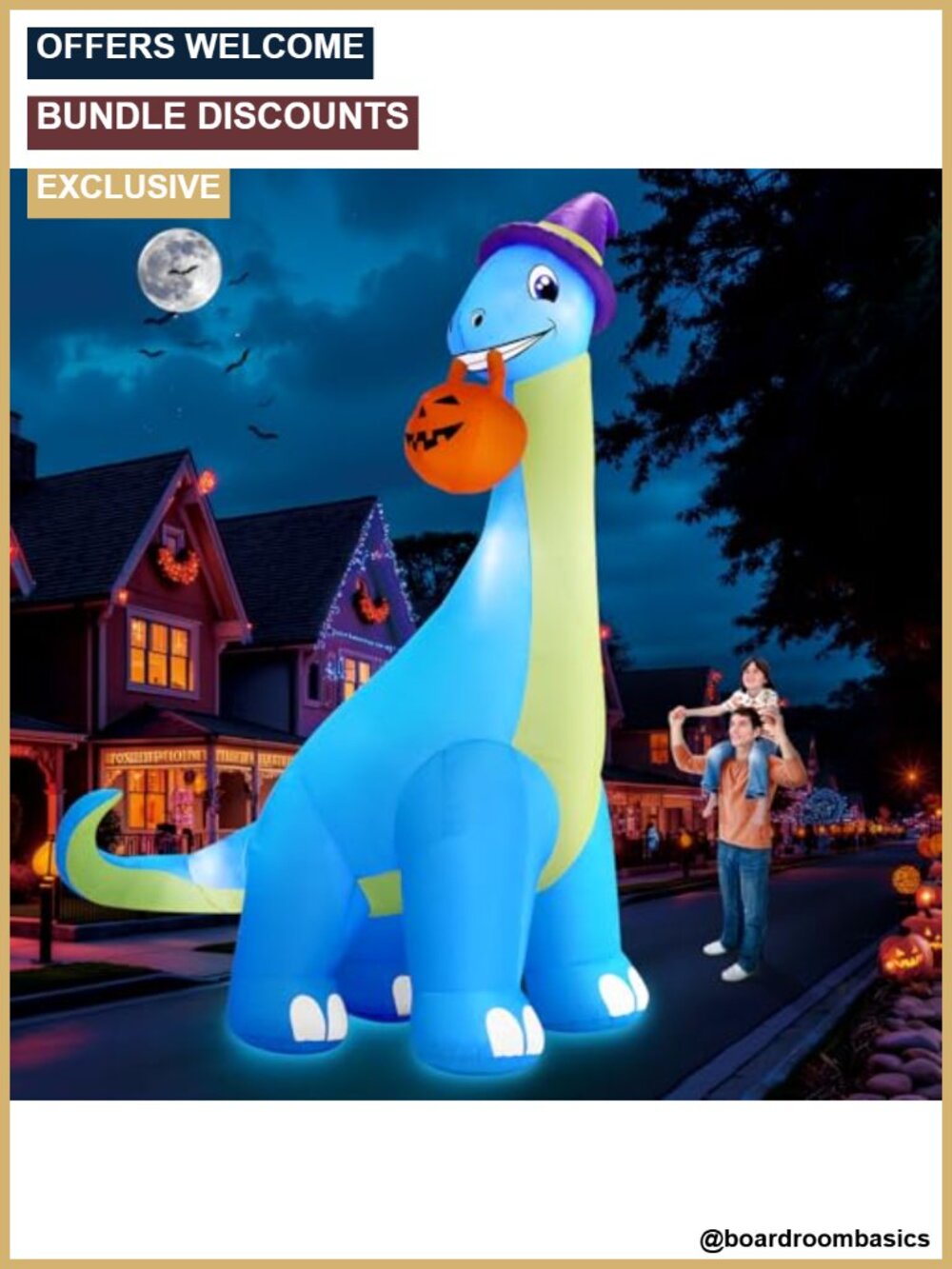13Ft Giant Halloween Inflatable Dinosaur Built-in LED & Blower